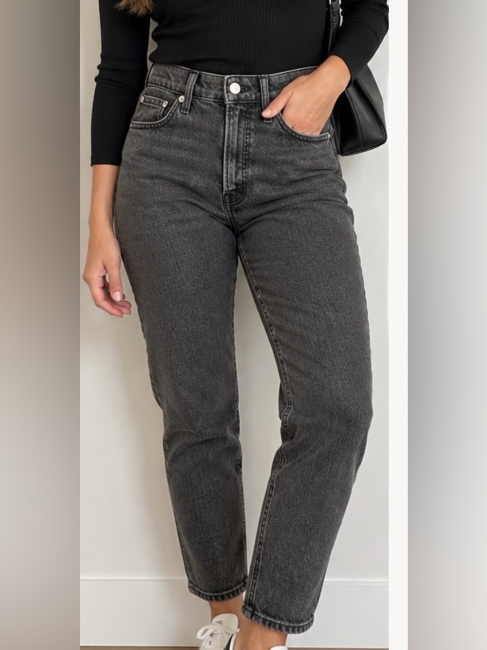 Madewell Curvy Perfect Vintage Jeans Size 23 Black Gray High Rise